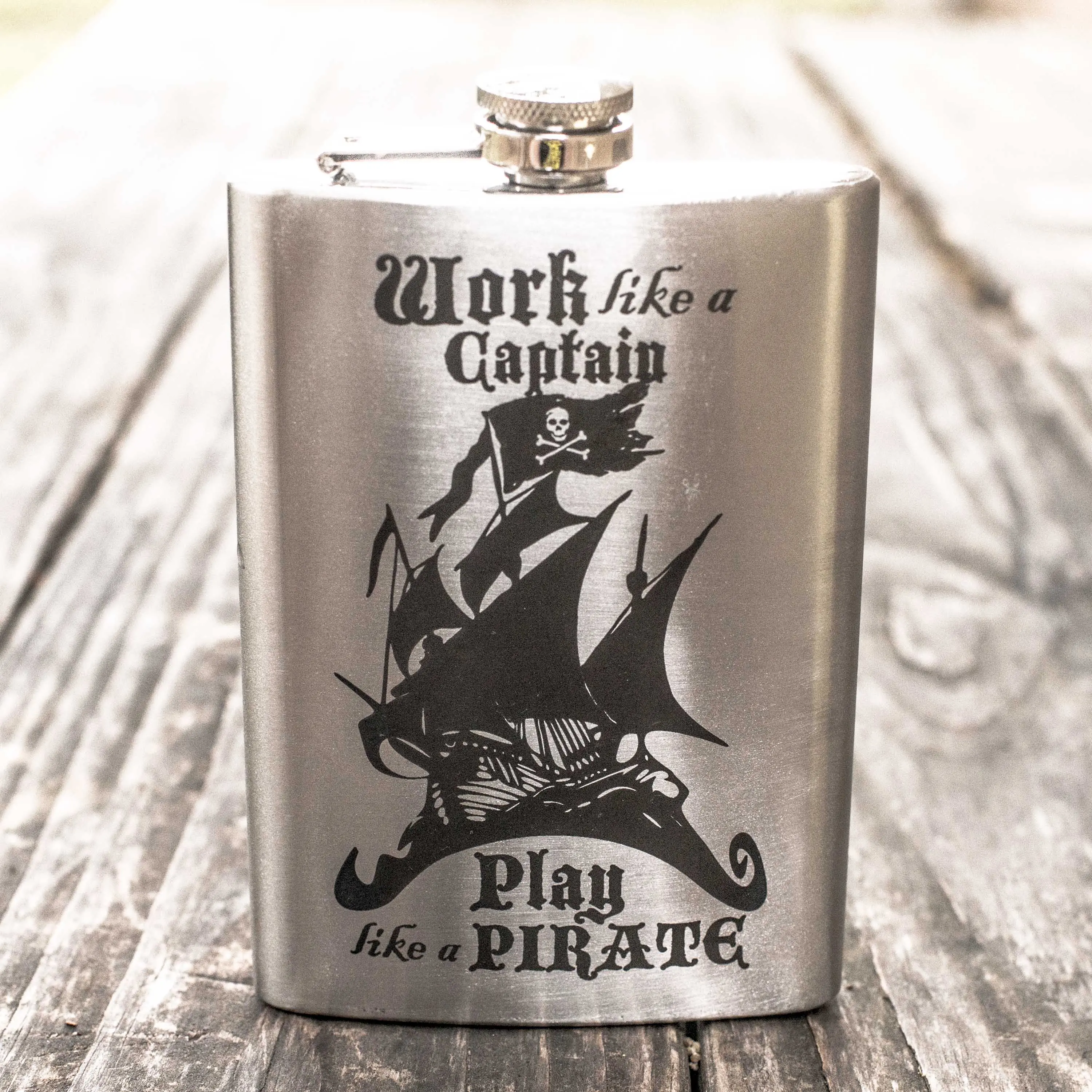 8oz Work like a Captain - Play like a Pirate Flask L1
