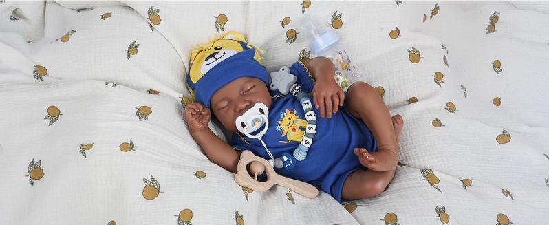 [WOOROY] Realistic Reborn Baby Doll 18 inch Newborn Baby African American Skin Soft Cloth Body Real Life Sleeping Baby Doll Birthday & Christmas Gift for Age 3+