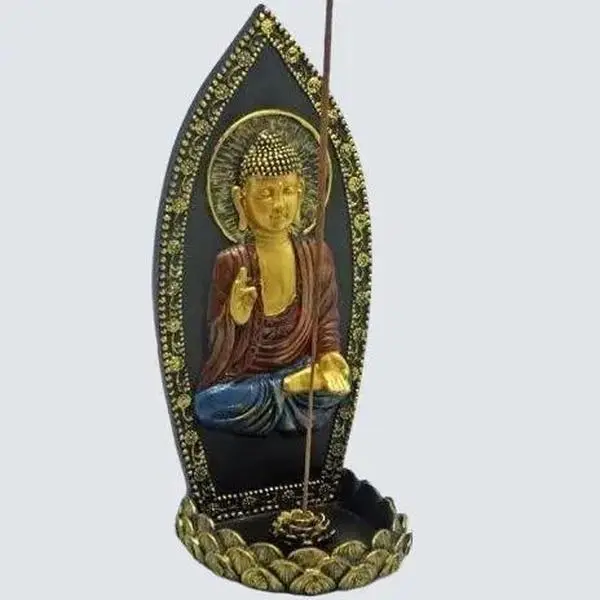 Buddha Incense Burner - Contemporary Culture Collectibles - 8.5" Tall - Cone or Stick Holder