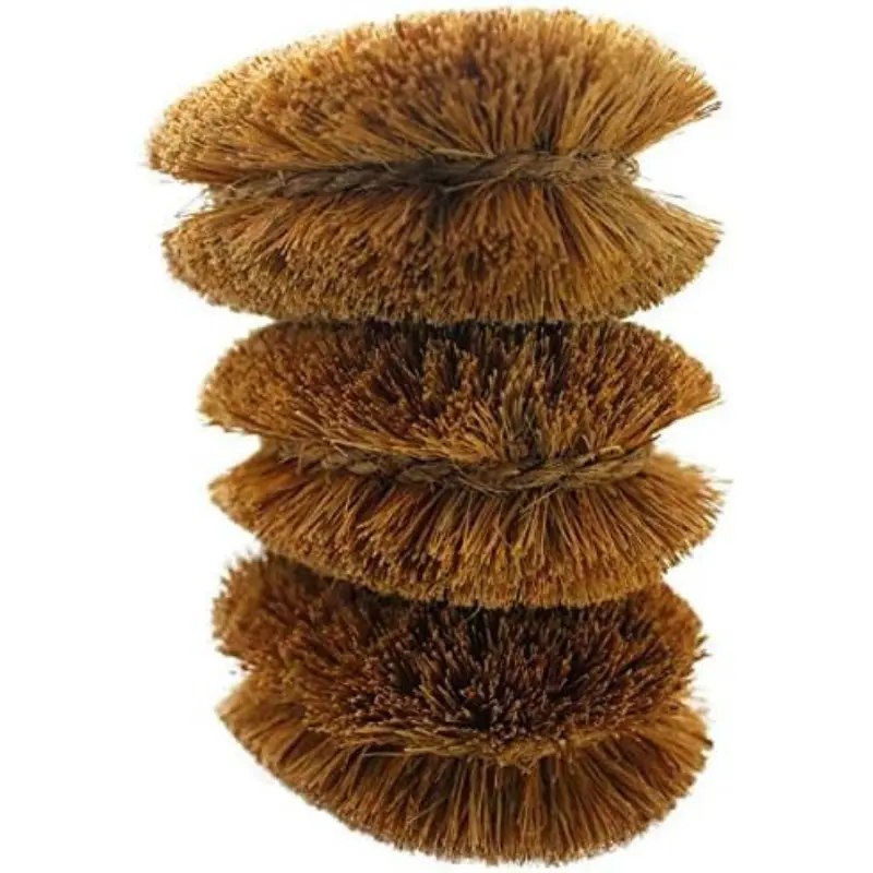 Pack of 3 Tawashi Vegetable Brushes Natural Coconut Fiber | Japanese Design | Ideal for Fruits | Veggies and Household use with Wire Hanging Loop, Kitchen Cleaning Brushes