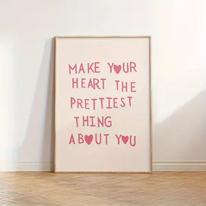 Contemporary Art Print: Wall Art Featuring a Pink Heart Design - Ideal for Decorating Bedrooms, Living Rooms, Kitchens, Or Hallways - Artist'S Canvas