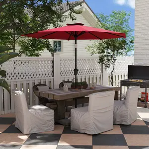 10FT Outdoor Patio Umbrella Outdoor Table Umbrella with Push Button Tilt and Crank, Market Umbrella 8 Sturdy Ribs UV Protection Waterproof for Garden, Deck, Backyard, Pool