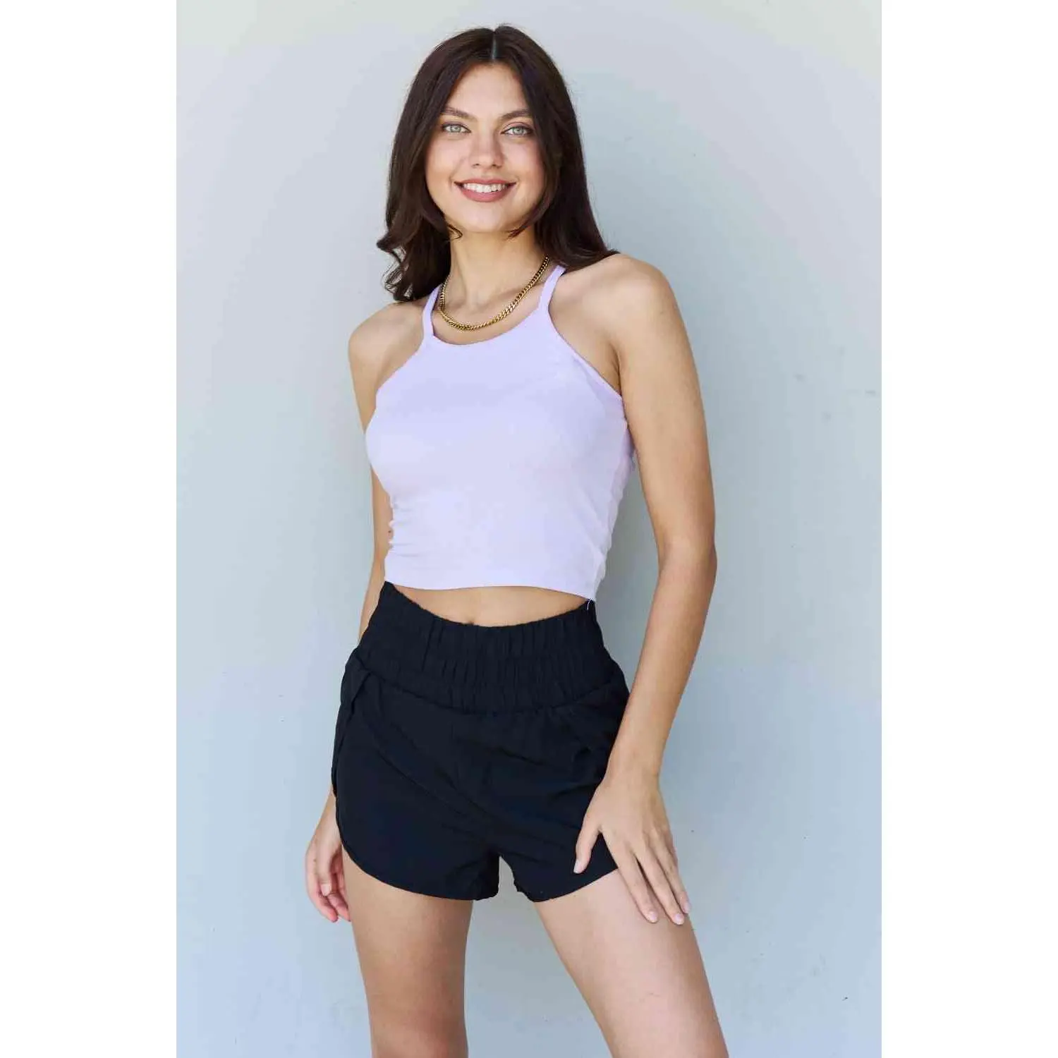 Ninexis Everyday Staple Soft Modal Short Strap Ribbed Tank Top in Lavender