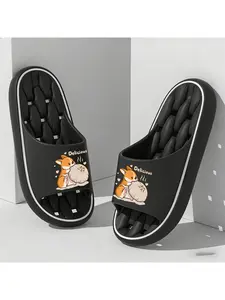 [ Product] 1 Pair Corgi Eating Bag Print Slippers, Unisex, Thick Sole Pillow Slippers, Men'S, Women'S Slippers, EVA Sole, Lightweight Soft Open-Toe, Shower Shoes, Suitable for Indoor Outdoor Beachwear, Casual Style, All Seasons, Women Shoes