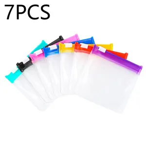 7-Pack Colorful Zippered Pill Bags, Travel Medicine Storage Pouches, Reusable Plastic Half-Transparent Organizer, Eco-Friendly Packaging, Healthcare Aid