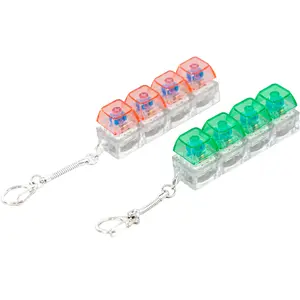 Fadchoi 2 Pcs Keyboard Clicker Toy , Tactile Stress Relief Fidget Cube with Keychains, Green&Red Design, Gifts for Adults & Office