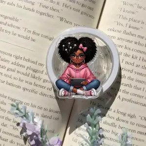 Cute Black Girl Book Lover Phone Grip – Melanin Reader Aesthetic Design, Stylish Phone Accessory For Bookworms
