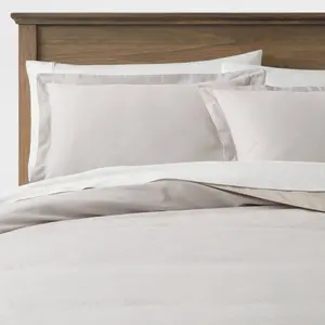 Threshold Cotton/Linen Duvet Cover Set Chambray Blend Fabric, Gray, Twin/TwinXL