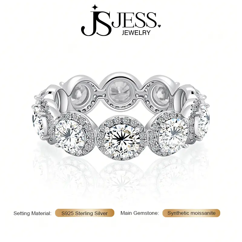 【Timeless】5 Carat 5mm For Each DE Color VVS1 Round Cut Moissanite Engagement Ring, S925 Sterling Silver Wedding Band for Women