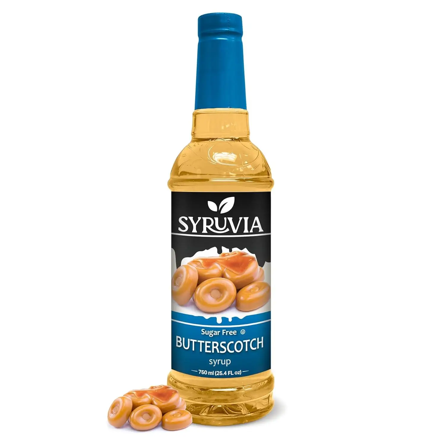 Syruvia Sugar-Free Butterscotch Coffee Syrup - 25.4 fl oz Premium Coffee Flavoring - 0 Calorie, Gluten-Free, Ideal for Drinks, Soda, Shakes & More.