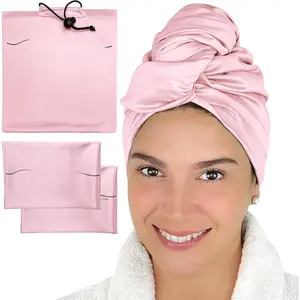 Curly Hair Girls Microfiber Plopping Towel Set - Anti-frizz Silky Smooth Hair Drying Wrap for Women - Super Absorbent Large Hair Towel + 2 Scrunching Towels to  Plop