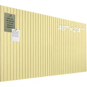 Large Cork Board for Office, 8 Pack Felt Wall Tiles with Slat Wall Paneling and Safe Removable Adhesive Tabs, Felt Bulletin Board Pin Board Cork Boards for Walls - Butter Yellow
