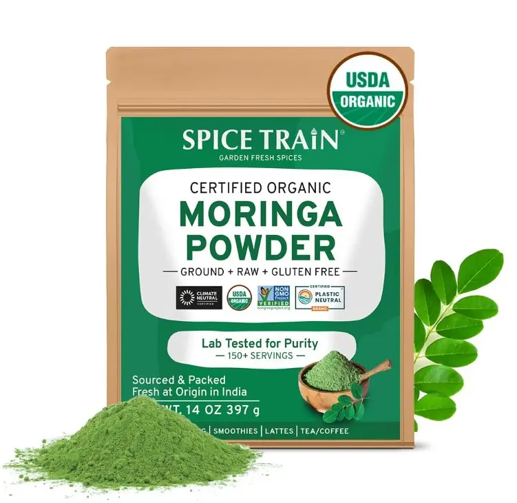 Organic Moringa Powder (397g/14oz) USDA Organic Moringa Oleifera Leaf Powder | Gluten-Free | Perfect for Smoothies, Drinks, Tea & Recipes