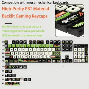 125-Key Anime Apocalypse Theme Keycap, Translucent Gaming Keycap, SA Height, Bottom Translucent Material, PBT Dye-Sublimation, Matte Texture, Suitable for Cross-Axis Mechanical Keyboard Keycaps