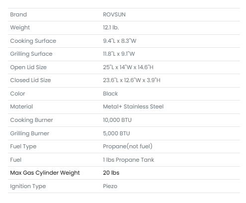 [FLASH SALE] ROVSUN 1-Burner 2-in-1 Portable Camping Stove & Propane Griddle Black