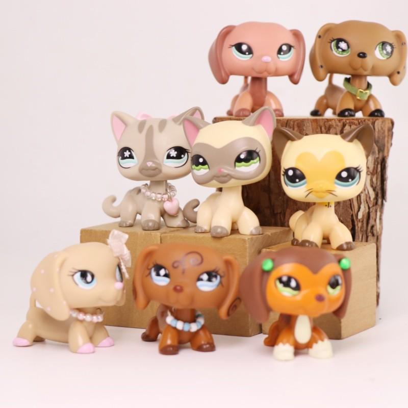 8 pc mini pet shop bobble head dachshund shorthair cat lot figure toy for lps collector gift
