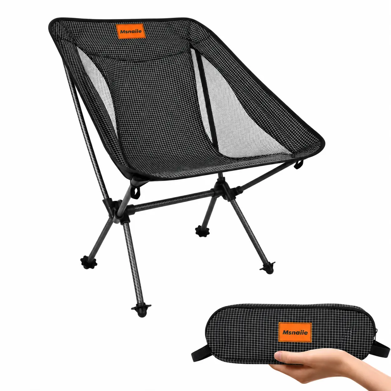 [tiktokmademebuyit] Msnaile Portable Carbon Fiber Camping Chair,1.5 lbs Ultralight Folding Chair with Carbon Fiber Frame,330 lbs Weight Capacity,Compact Lightweight Camp Chair for Adults,Backpacking,Hiking,Fishing,Beach,Travel & Outdoor Camping