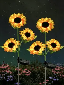 Solar-Powered Sunflower-Shaped Firework LED Light, Outdoor Waterproof Garden Stake Light, Sturdy and Durable