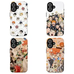 FLHaikyuu!! Karasuno High Chibi Team Phone Case,Cute Sports Anime Aesthetic Cover For iPhone 11 12 13 14 15 16 17 Air Pro Max for Samsung S26 S25 S24 S23 S22 S21 Case,Gift for her/him