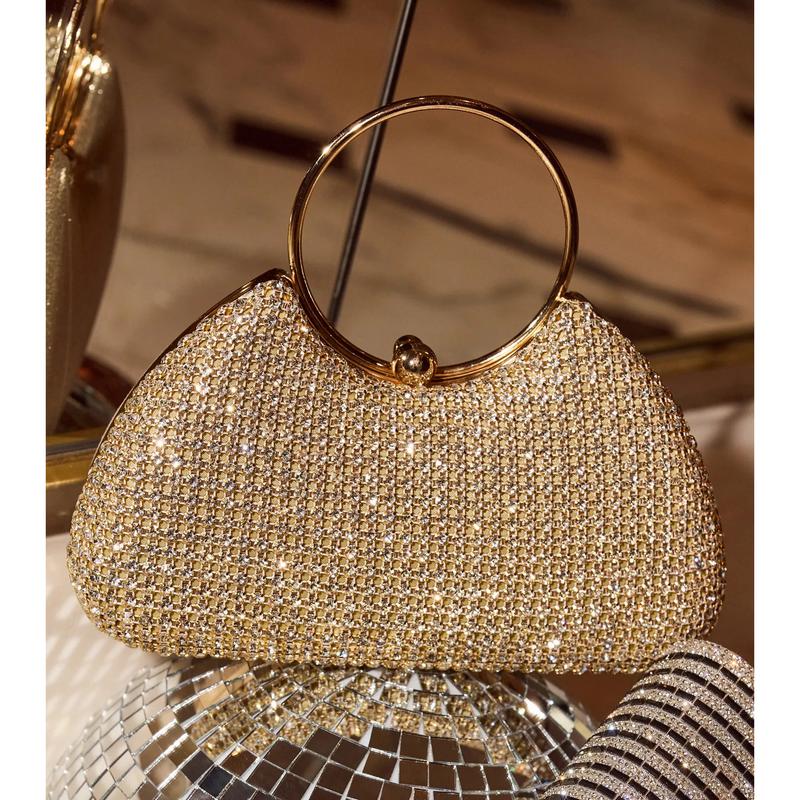 Shine Language Rhinestone Clutch Bag