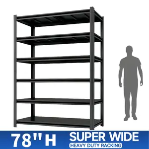 6-Tier Heavy-Duty Iron Storage Shelf - Large Capacity Heavy-Duty Shelving Unit with 500 Capacity per Level, Adjustable & Easy Assembly, Rust-Proof Standing Rack Suitable for Garage, Basement, Warehouse