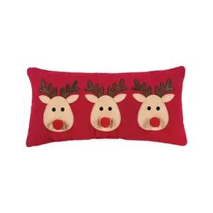 C&F Home Reindeer Games Applique Red Christmas Mini Accent Pillow 10" x 20"