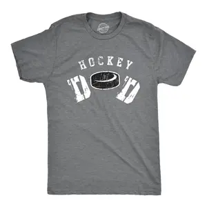 Mens Hockey Dad T Shirt Funny Cool Ice Hockey Fathers Day Gift Puck Graphic Tee for Guys Mens Funny T Shirts Cool Vintage Fashion T-Shirt Gift Classic Menswear Dad Joke Apparel for Men Funny Hockey Short Sleeve Dark Grey