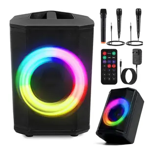 Portable Bluetooth Speaker With 3 Microphone 8" Subwoofer LED Light Party DJ disco Karaoke Speaker Portable Bluetooth Speaker With 3 Microphone 8" Subwoofer LED Light Party DJ disco Karaoke Speaker