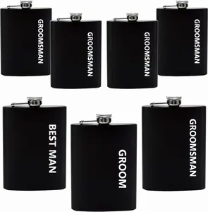 Groomsmen Proposal Gifts, Bachelor Party Gifts - Set of 7 Groomsmen Flasks Groom Hip Flasks for Liquor for Men Drinkware Stainless Steel