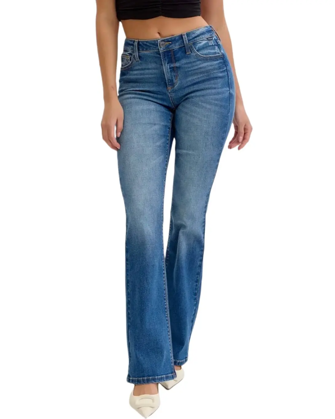 Alexis Mid Rise Boot Cut Jeans (Dark Denim)