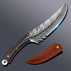 Professional Chef Knives, Sharp Feather Boning Knife Hand Forged Knife High Carbon Steel Boning knife for Meat Cutting Cooking Knife with Sheath for Kitchen Outdoor Blade Cover Vintage Bone and Meat Cutting Knife Set, Sharpening