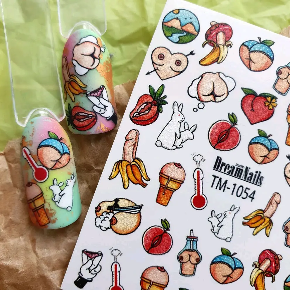 DreamNails 2D Water Nail Decal TM-1053 - Unique Design with Fruits and Animals for Nail Art Decorations