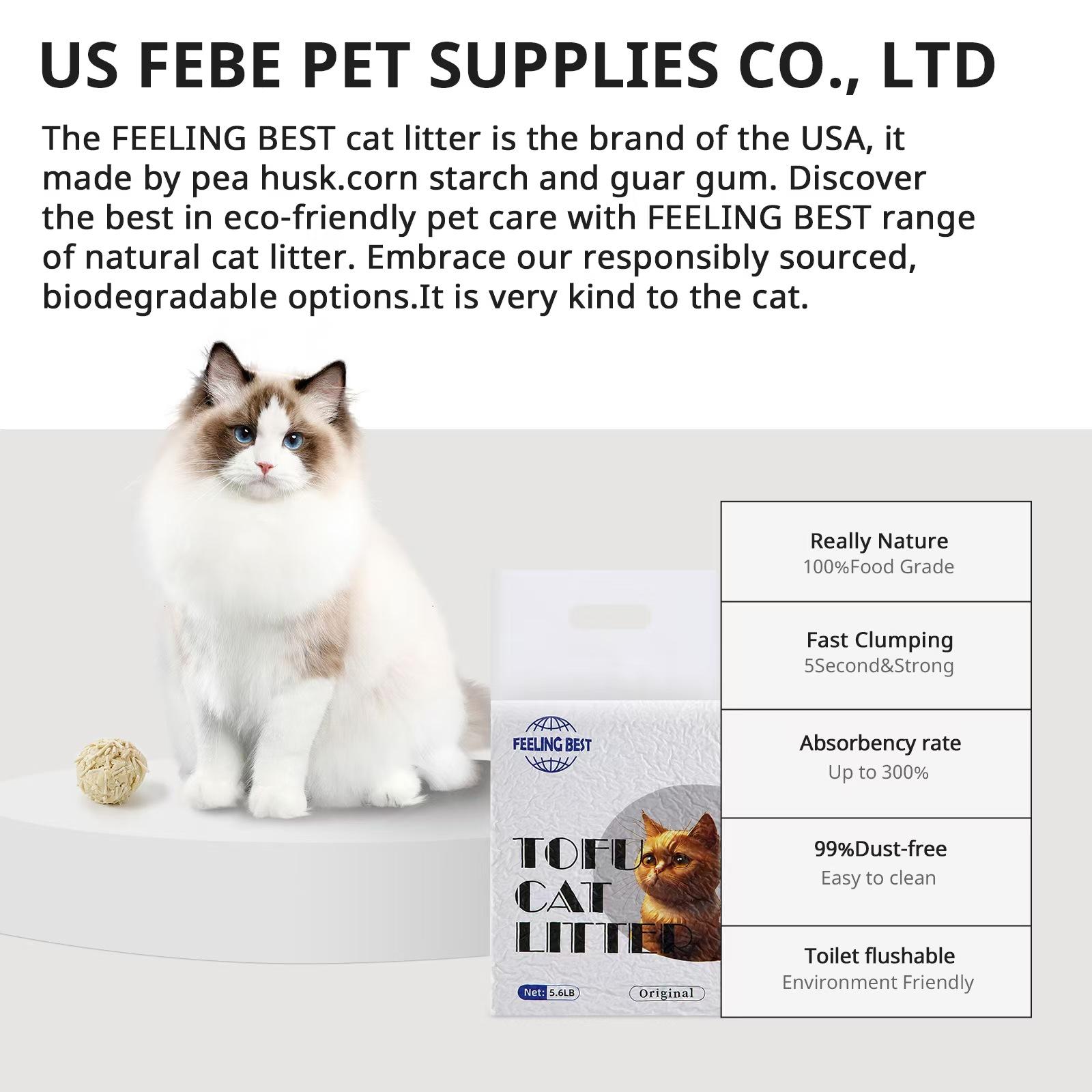 Flushable Natural Tofu Cat Litter, Low Dust Odor Control Cat Litter Suitable for All Cat Species