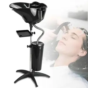 Portable Mobile Shampoo Bowl,Height-Adjustable Tear Free Hair Washing Sink,with Drain Pipe and Bucket,for Beauty Salon,Barber Shop,Home