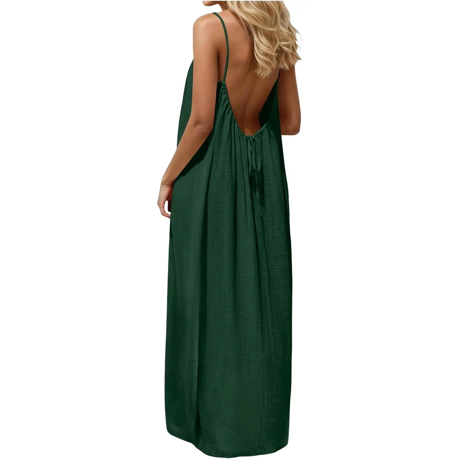 Backless Cami Dresses for Women Cami Lounge Dress Backless Sleeveless House Dress Long Sundress with Back Tie