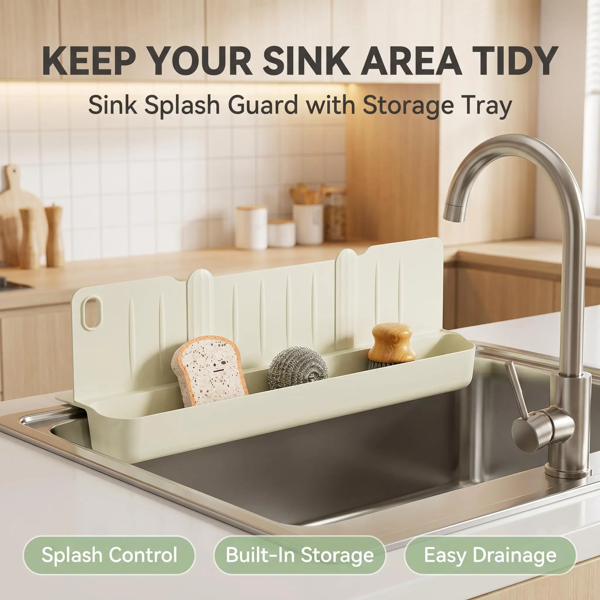 Suction Cup Kitchen Sink Splash Guard Water Barrier for Sink Washing Dish Protector Kitchen Counter Water Splash Stopper