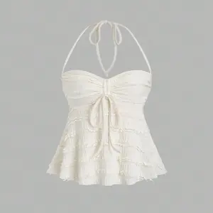 Solid Color Drawstring Halter Tank Top – Sexy Backless Summer Cami