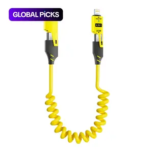 Four-In-One 65w Fast Charging Cable, Retractable Spring Design, Ultra-Fast Power Transfer, Data Sync, Multi-Port Compatible iPhone iPad Samsung Xiaomi Huawei Oppo #GLOBAL PICKS