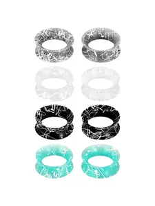 4Pairs Silicone Flexible Ear Skin Tunnels Plugs Expanders Gauges Hollow Body Piercing 2G-3/4 6-20MM Earrings Set