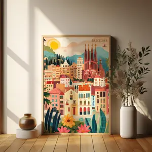 Barcelona Spain Travel Poster Barcelona Wall Decor Spain Travel Print Artwork for Home Decor