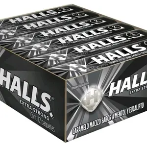 Halls Extra Strong 12pk Snack Caramelo Macizo Sabor Mentol y Eucalyptus Sweet Candies Bonbon Sugar