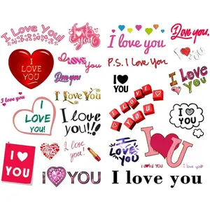 Red Heart I Love You Words Aesthetic Scrapbook Collage Paper Journal Stickers Fancy Stationery Accessories Craft Art Supplies