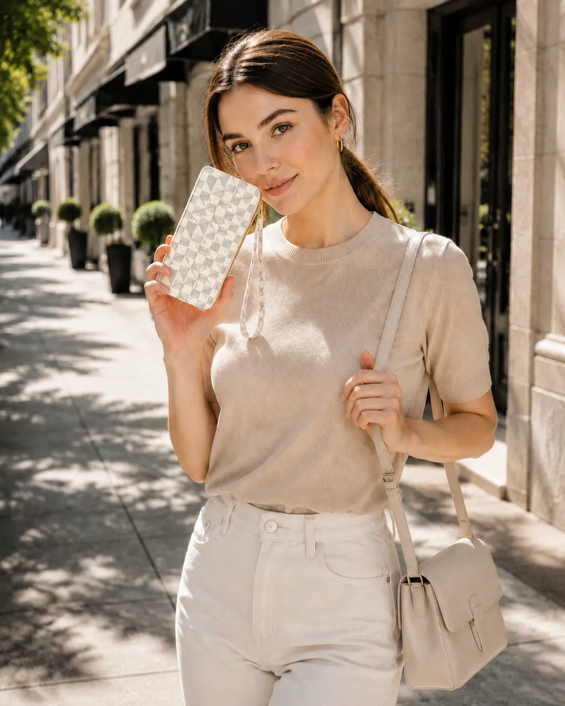 Women's Chic Geometric Print Lightweight Long Wallet - Casual Wear Zip-Around Clutch with Secure Zipper, Wrist Strap, Large Capacity for Cards, Cash & Phone