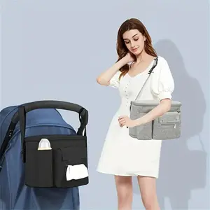 Fashion Baby Stroller Storage Bag, Crossbody Diaper Organizer, Lightweight Multifunctional Pouch with Shoulder Strap, Suitable for Moms Outdoors