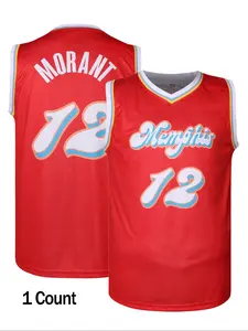 Men's Letter & Number Embroidery Basketball Jersey, Casual Breathable Comfortable Basketball Vest, Basketball Clothing for Sports Training Competition