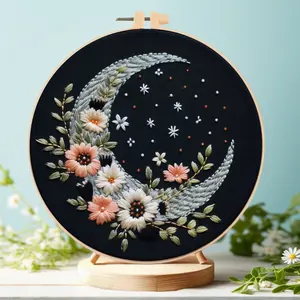 Bee & Flower Pattern Embroidery Kit, 1 Set DIY Embroidery Kit with English Teaching Paper, Cross Stitch Kit for Beginners, DIY Embroidery Supplies