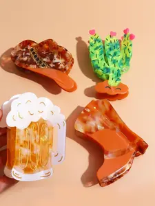 Western Cowboy Themed Hair Claw, Cute Novelty Hair Claw, Duck Bill Hair Clips, Fashionable Hair Accessories for Women & Girls, Birthday and Holiday Personalized Gift