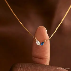 Custom Marquise Birthstone Necklace, Daily Necklace, Wedding Necklace, Anniversary Gift, Birthday Gift, Grandma Gift, Christmas Gift for Her