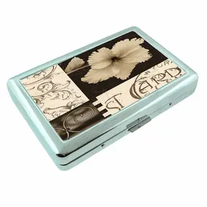 Vintage Stamp Collage Spiral Design Metal Case Wallet