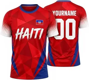 [Personalized] Haiti Flag Inspired Graphic Tee, Custom Name Number Shirt, Heritage Colors Unisex T-Shirt, Cultural Pride Apparel